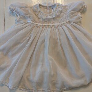 NWT Vintage Sarah Louise Baby Girl Smocked Dress 6M Ivory Pink Floral